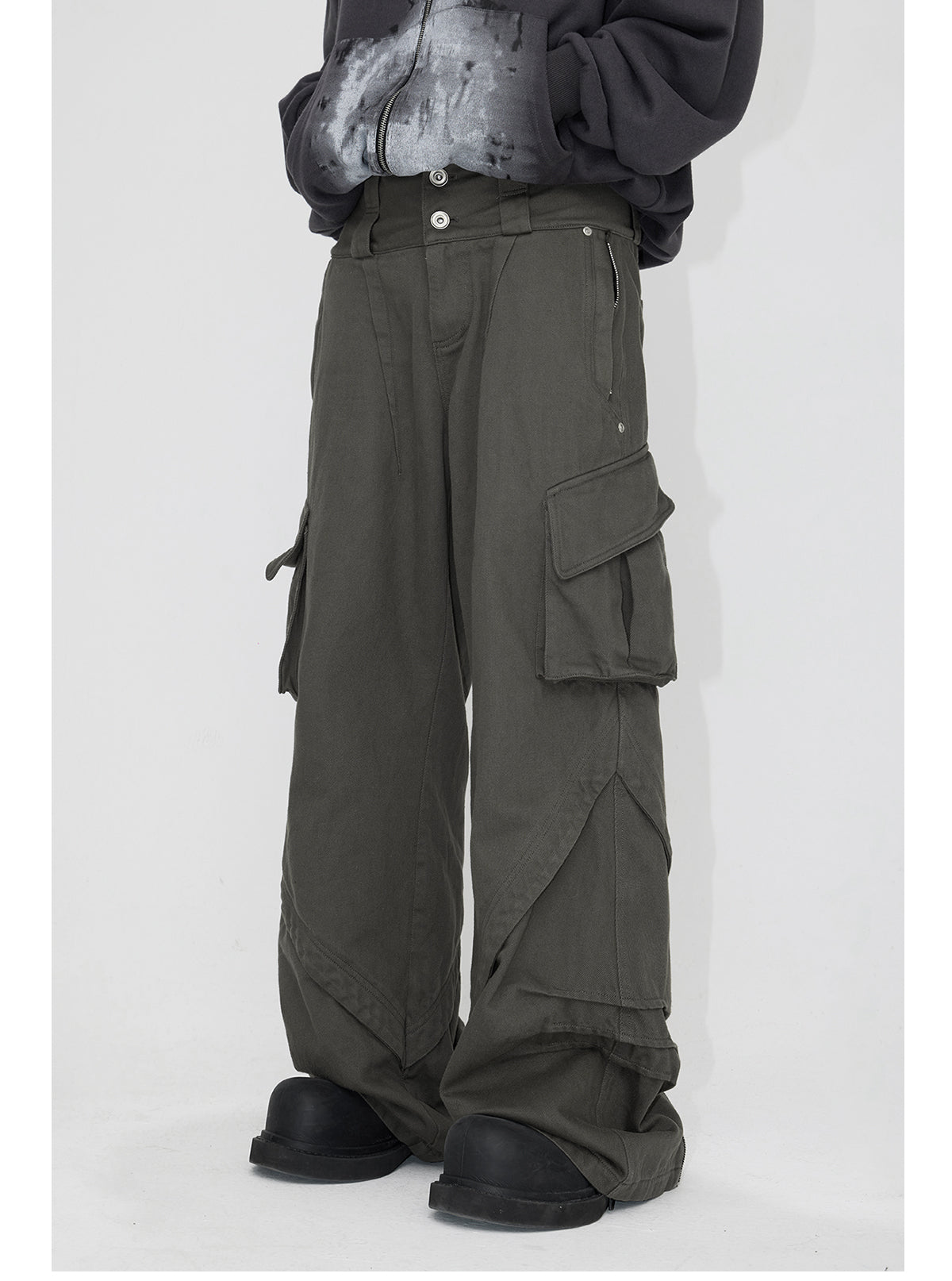 Multi-pocket double waist cargo pants