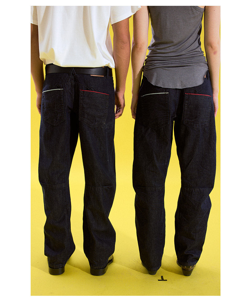 Slim-Fit Pleated Denim Pants