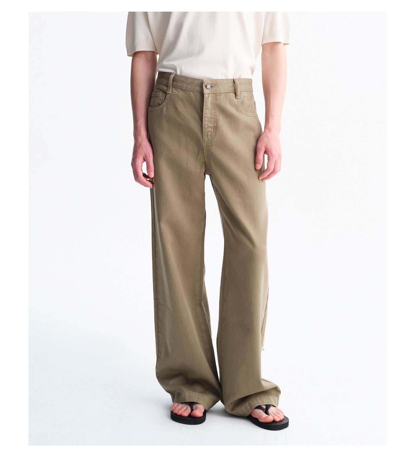 Straight-Leg Casual Denim Pants