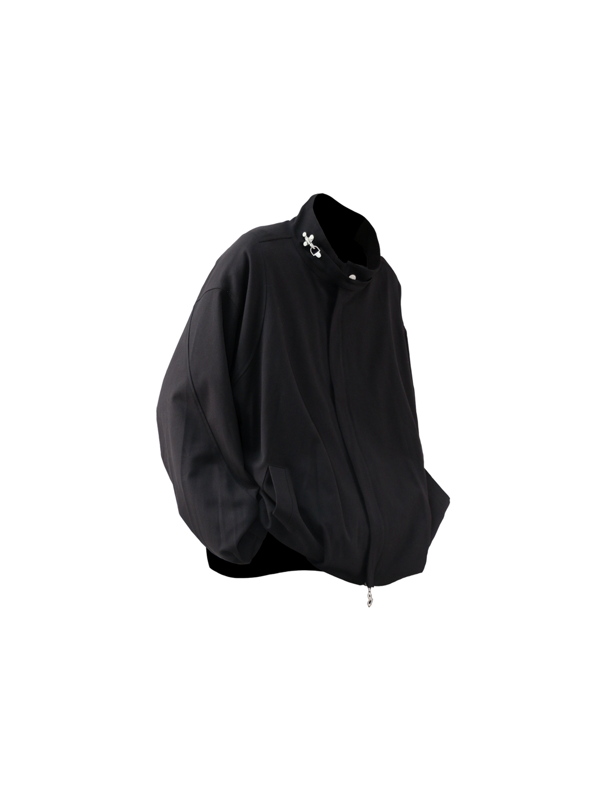 Casual Stand-Collar Jacket with 3D Pleats