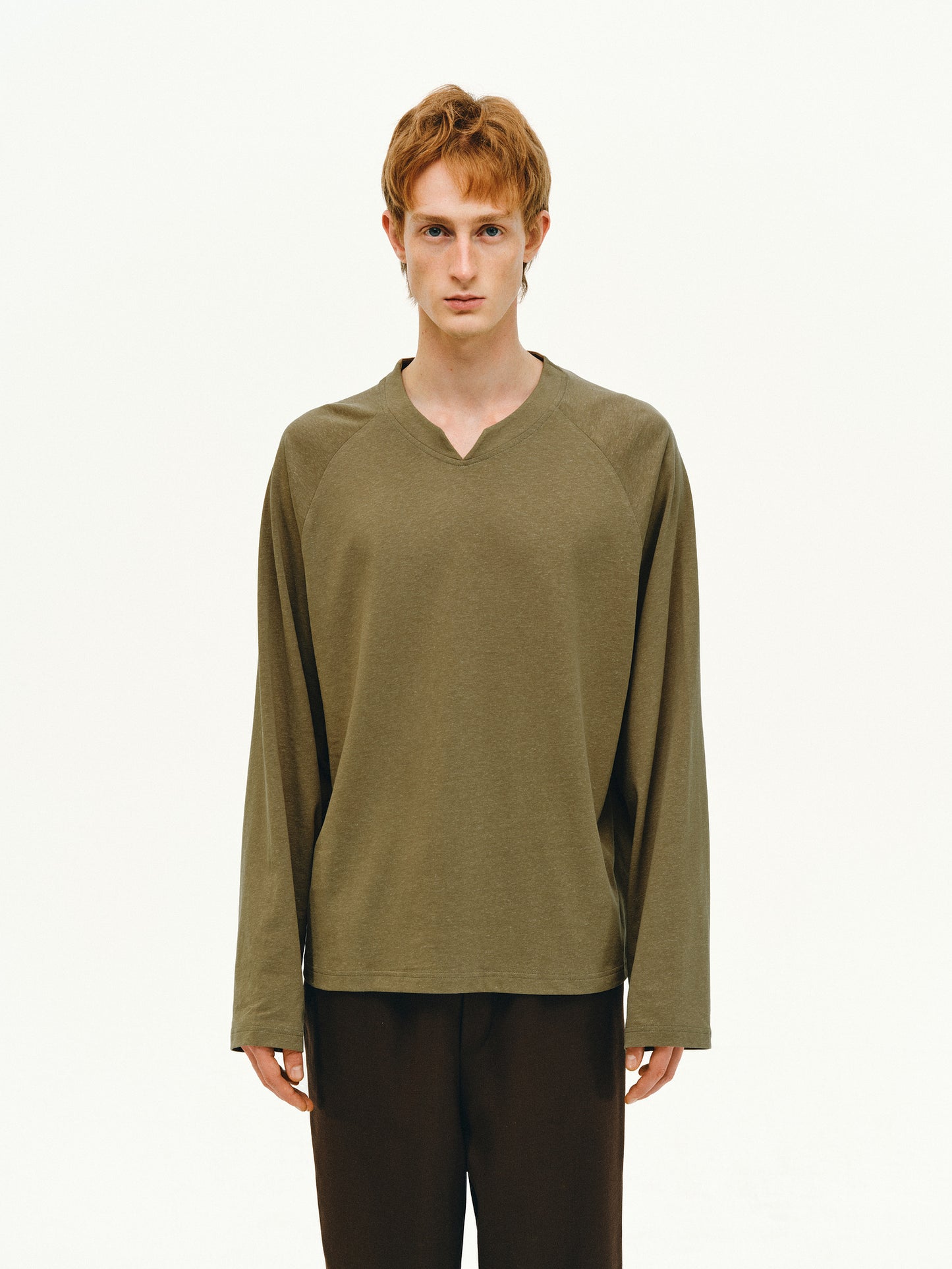 Linen-Blend V-Neck T-Shirt