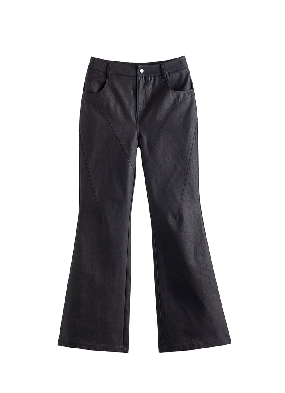 Wax coated boot cut pants