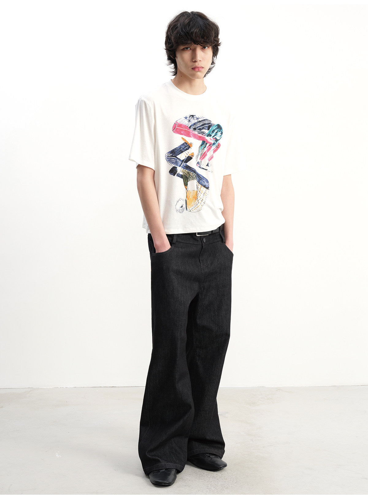 Double-Waist Raw Denim Pants