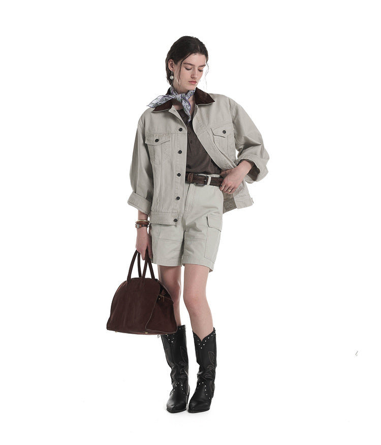 Contrast Color Denim Jacket