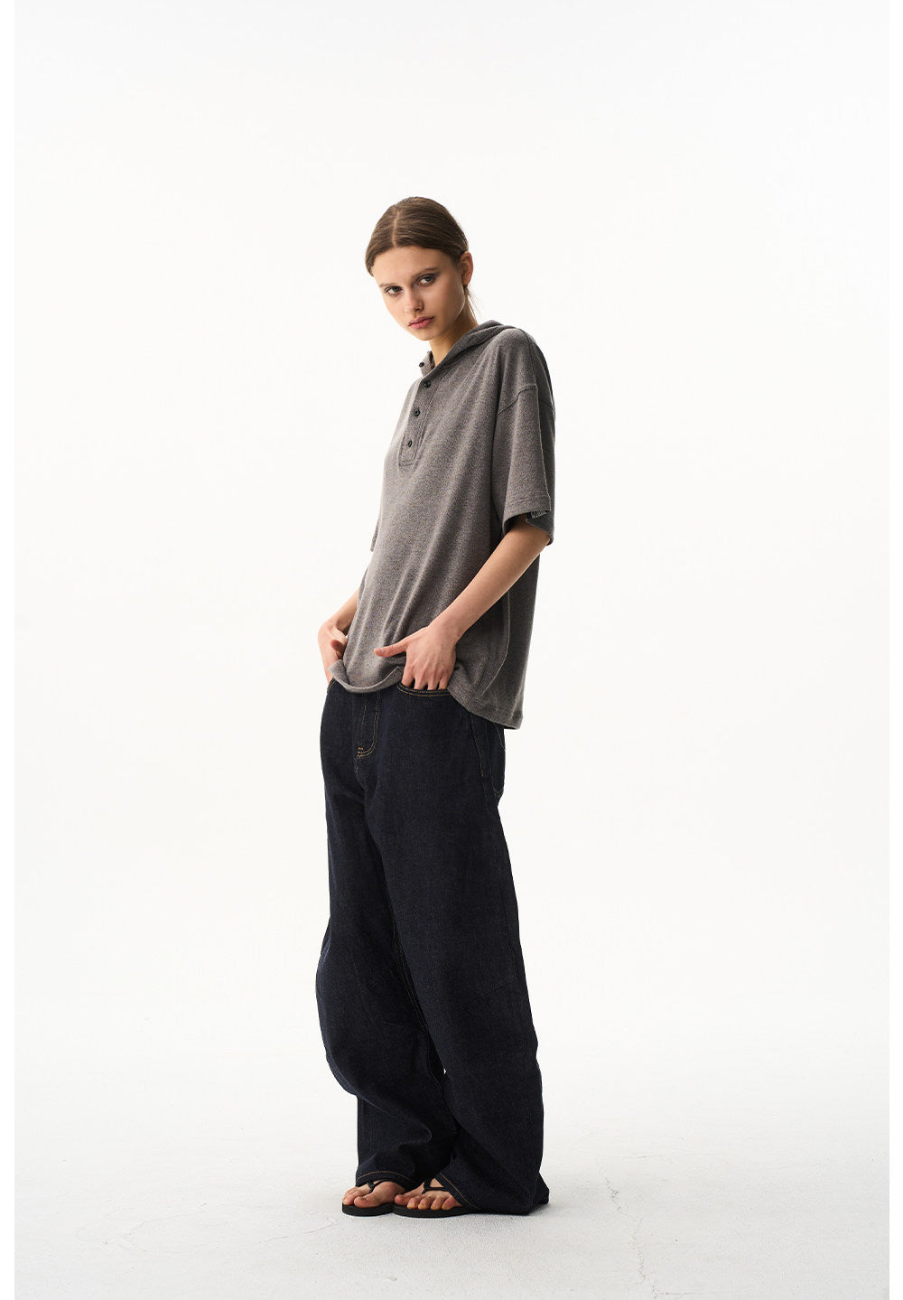Solid-Color Hooded T-Shirt