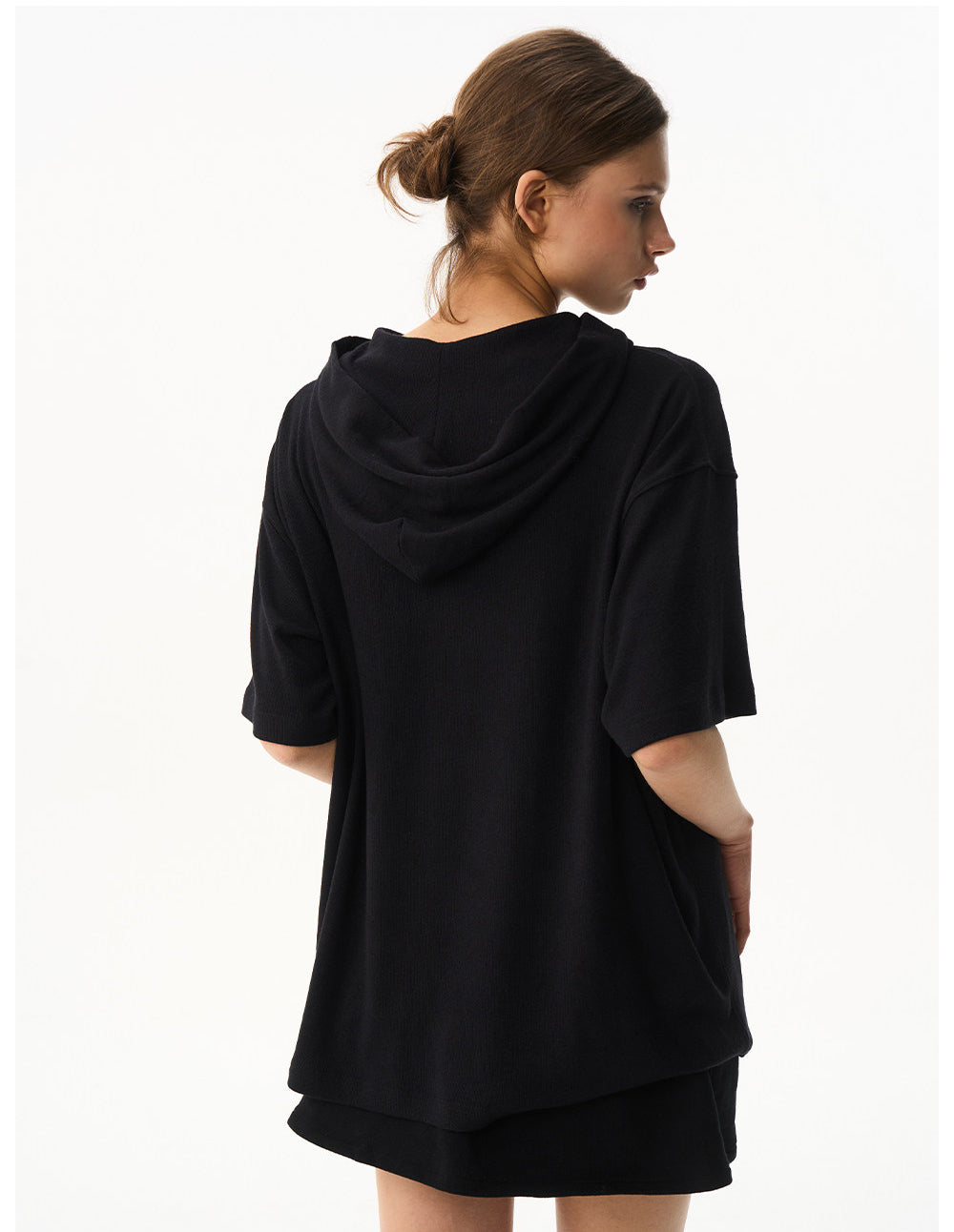 Solid-Color Hooded T-Shirt