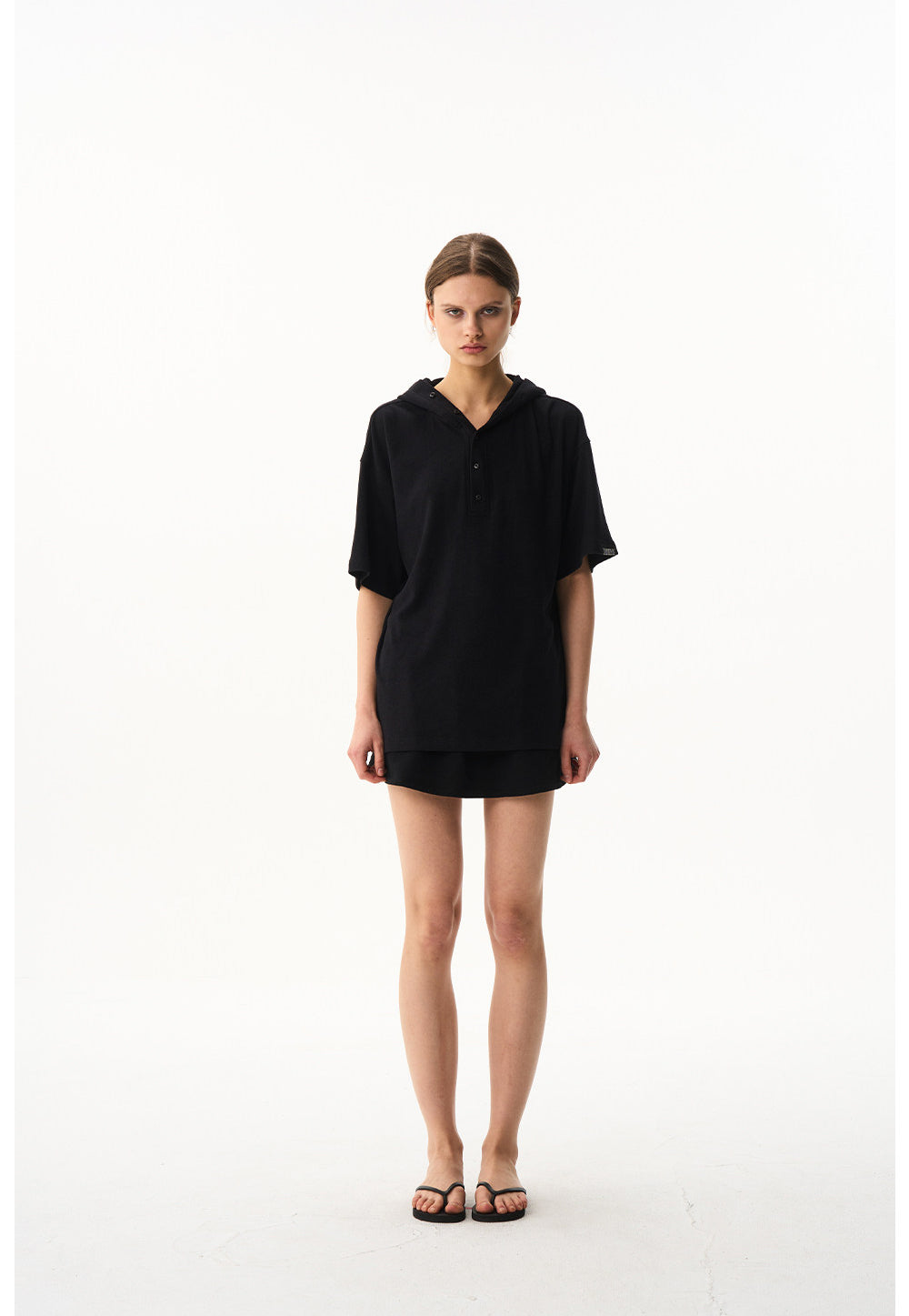 Solid-Color Hooded T-Shirt