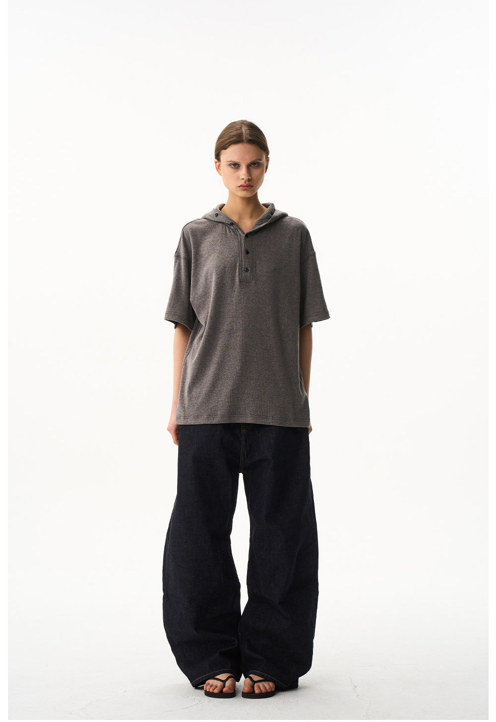 Solid-Color Hooded T-Shirt