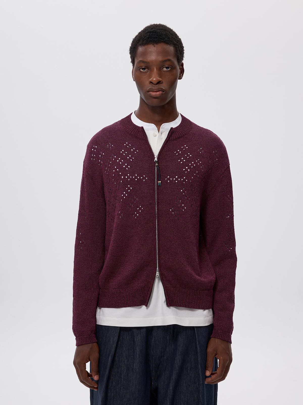 Beaded Zipper Cardigan