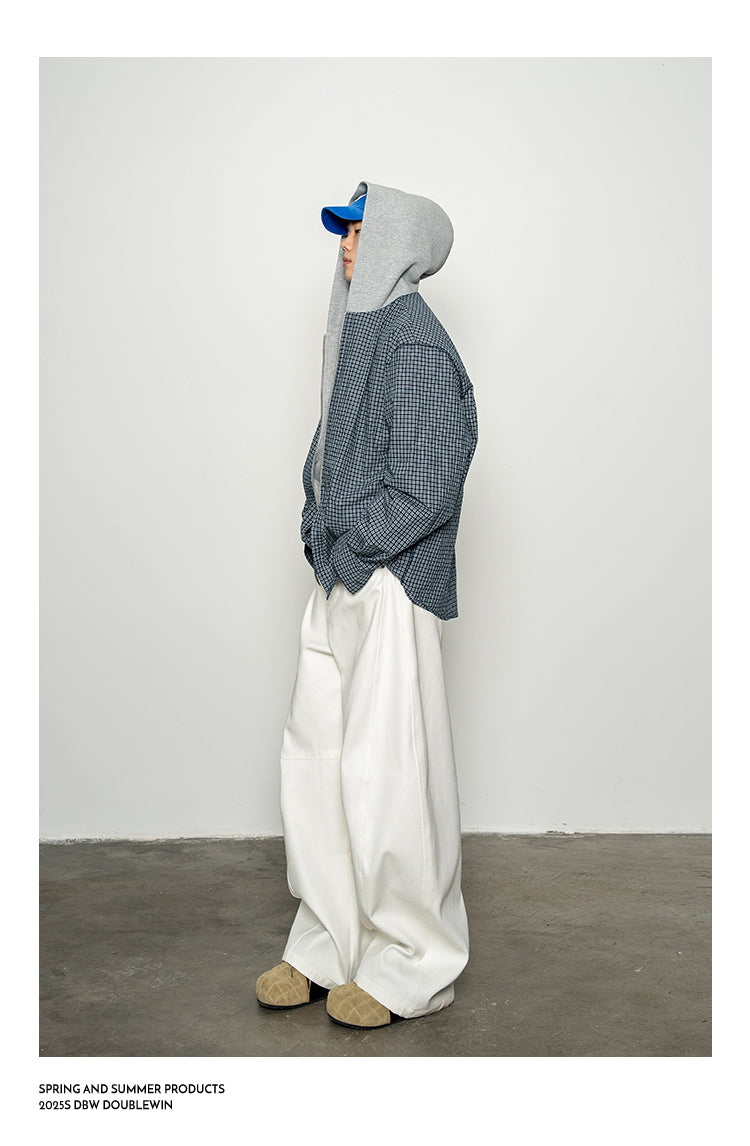 Checkered Pattern Faux Two-Piece Sweatshirt