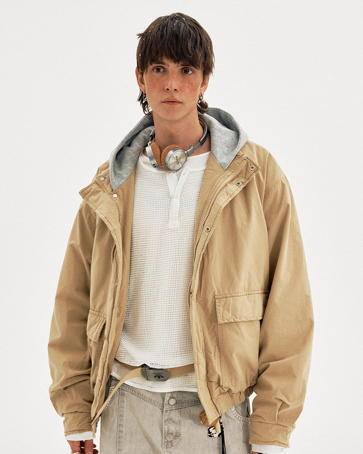 Patchwork Faux Two-Piece Thick Jacket