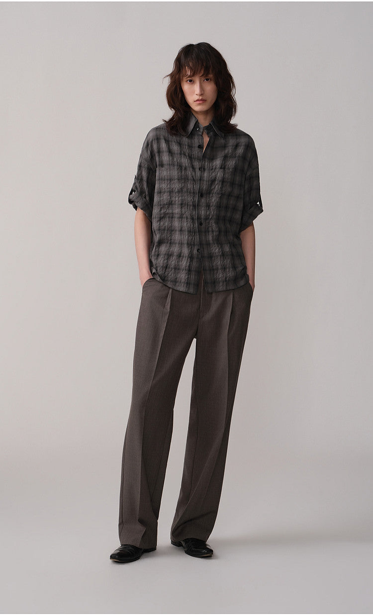 Pleated Oak Waist Casual Pants