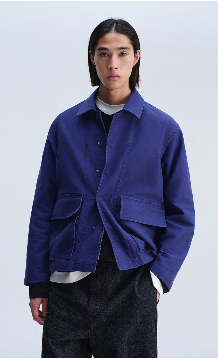 Casual Jacket with Stand-Up Collar and Patch Pockets