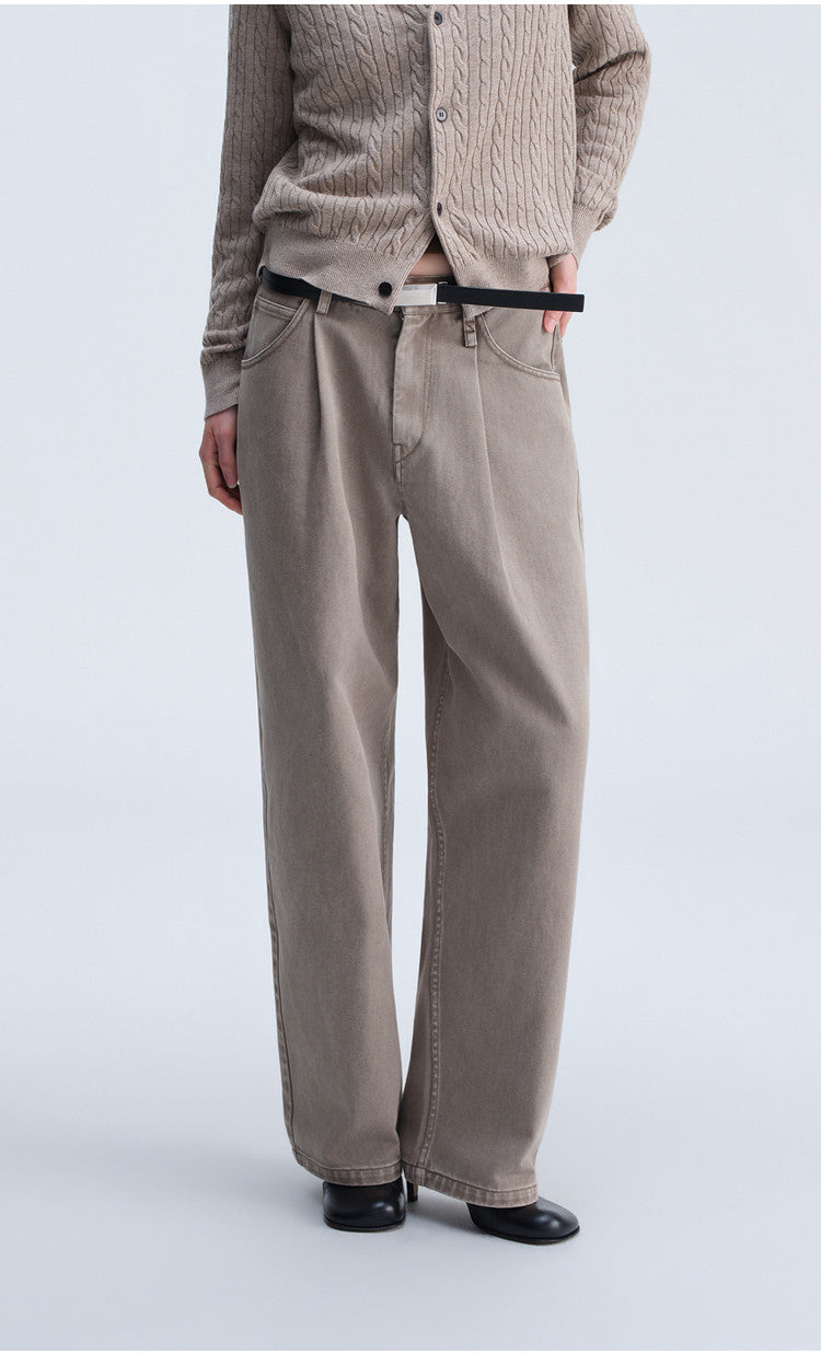 Single-Tuck Denim Pants