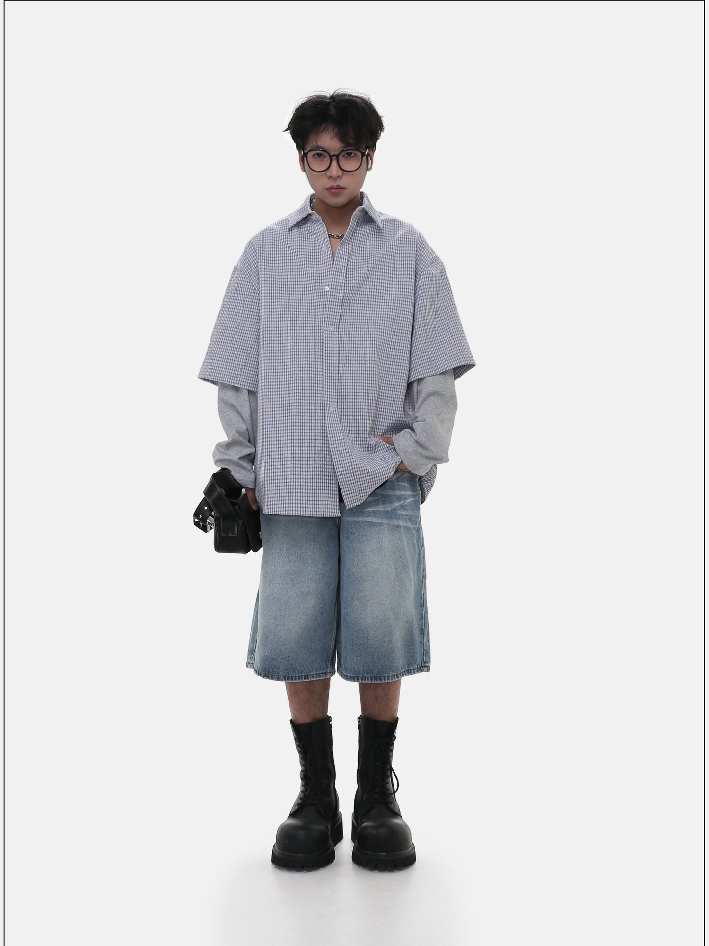 페이크 투피스 체크 셔츠