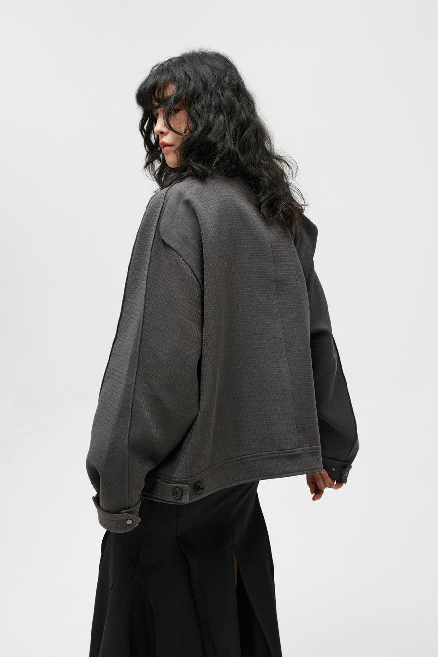 Drop Shoulder Loose Leaf Jacket