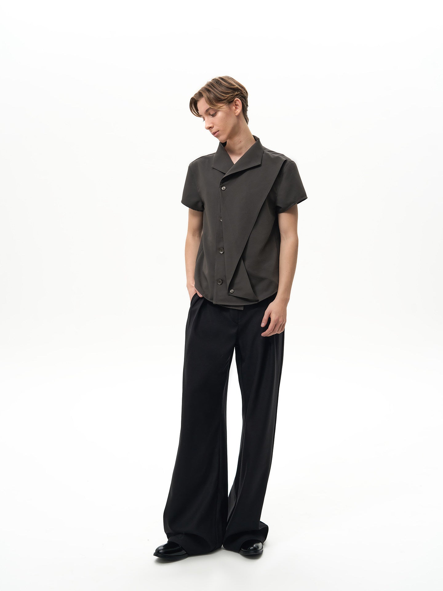 Pleated Flip Sleeve Shirt