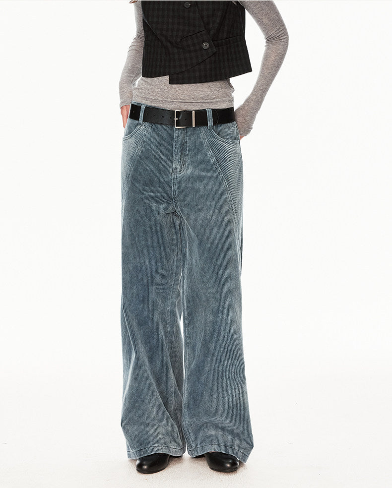 Deconstructed Washed Corduroy Pants