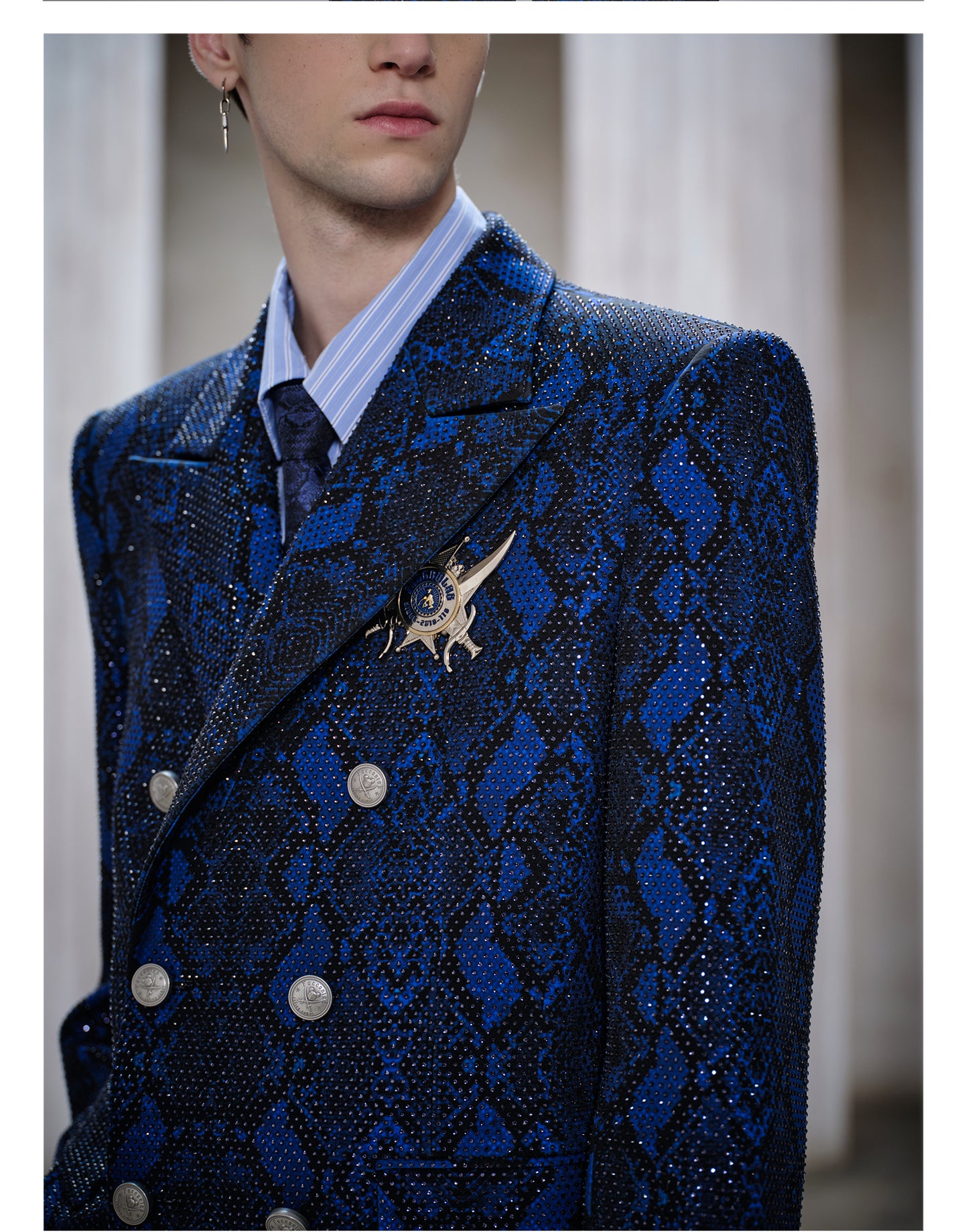 Double-breasted Snake Print Jacket