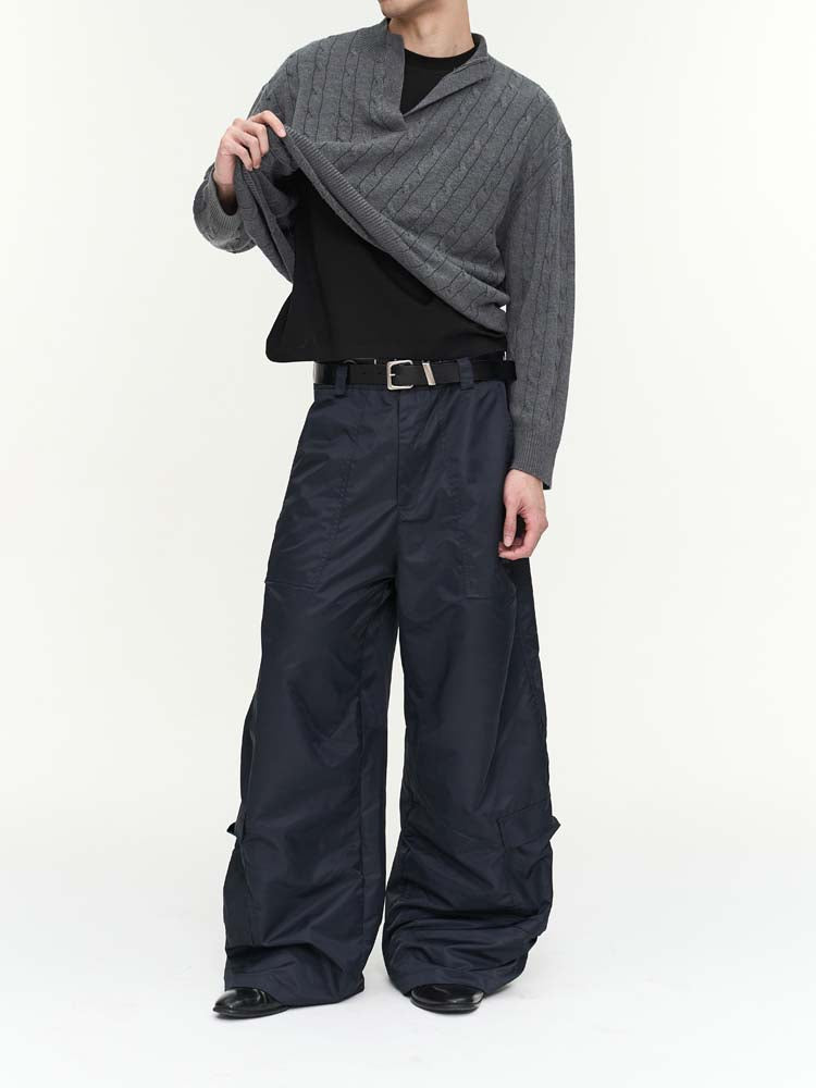 Nylon loose silhouette casual pants