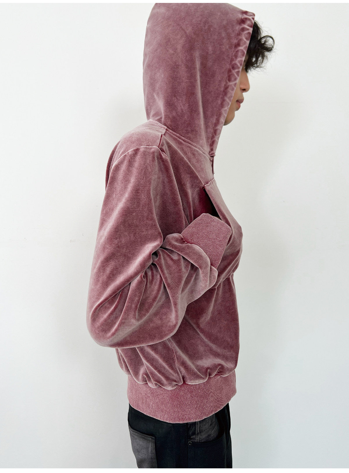 Wax-Dyed Jacket with Velvet Hood
