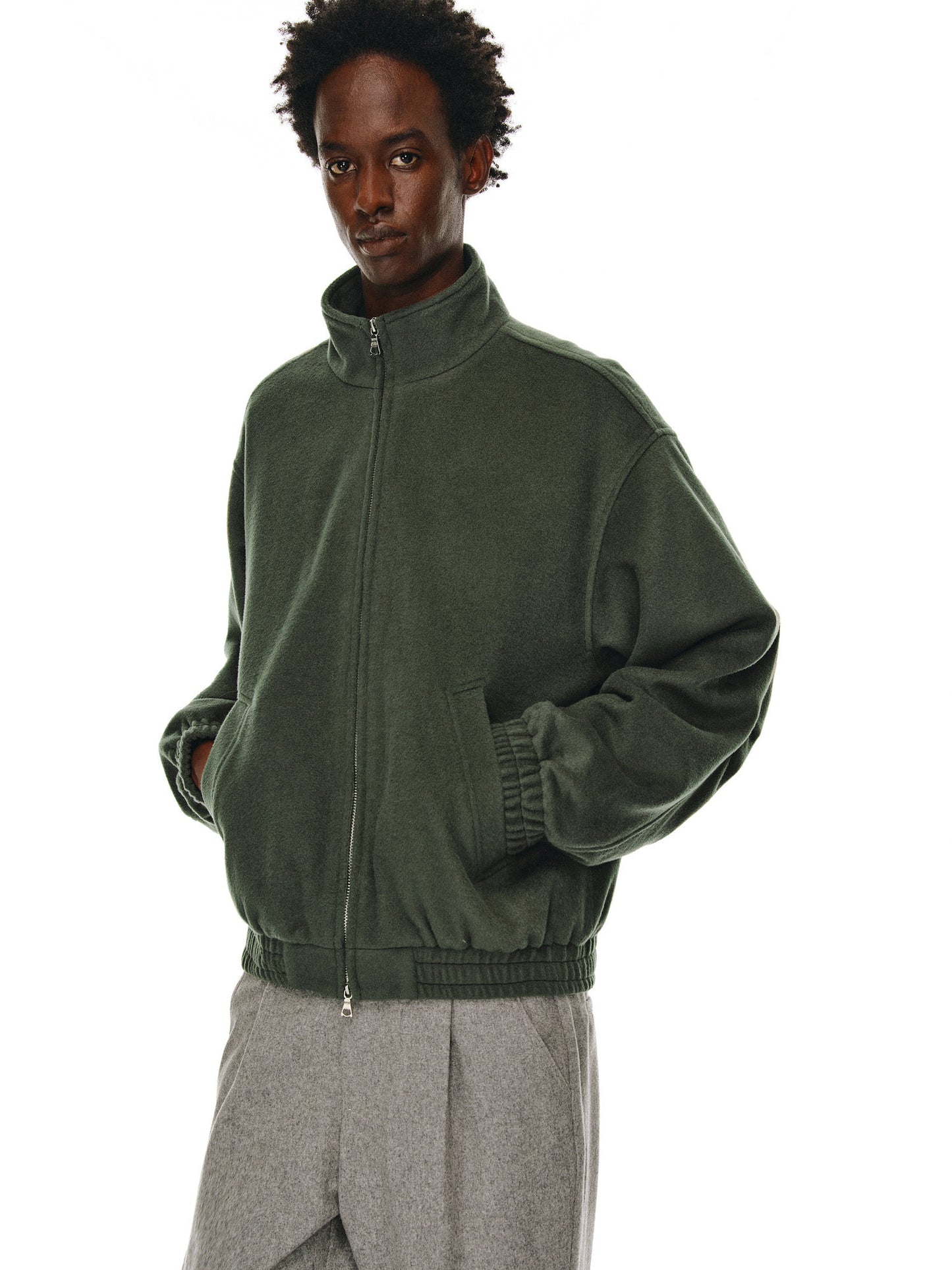 Stand Collar Wool Jacket