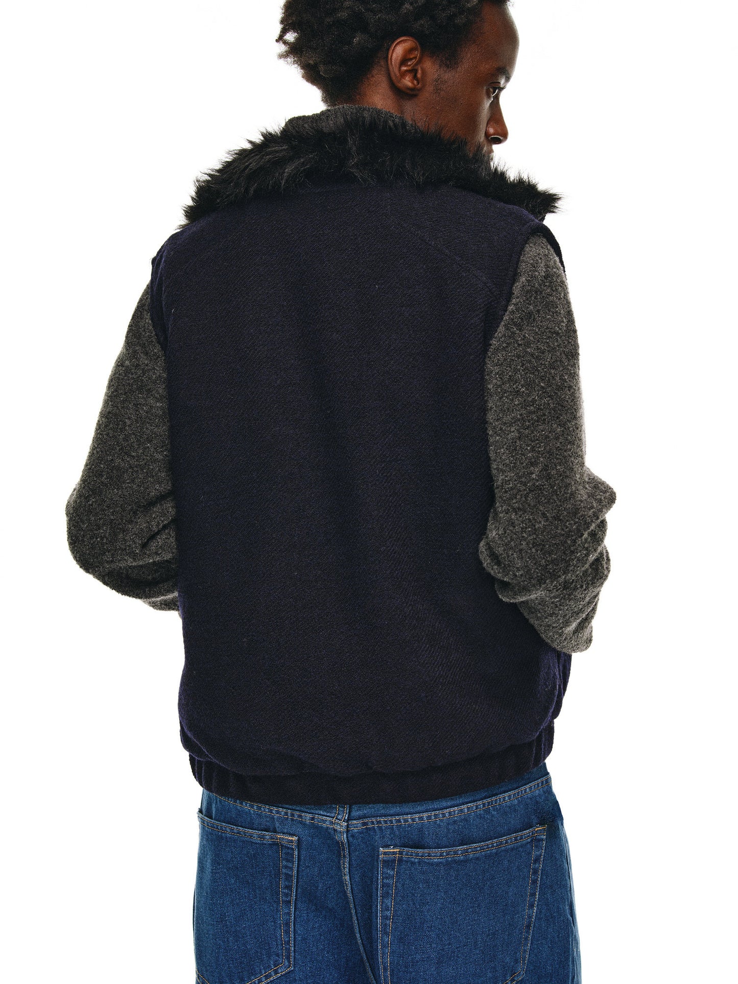 Fur Collar Stand Collar Vest