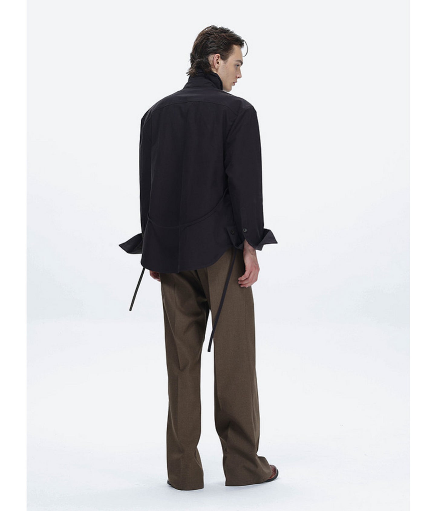 Shirt with Stand-Up Collar and Panel Design