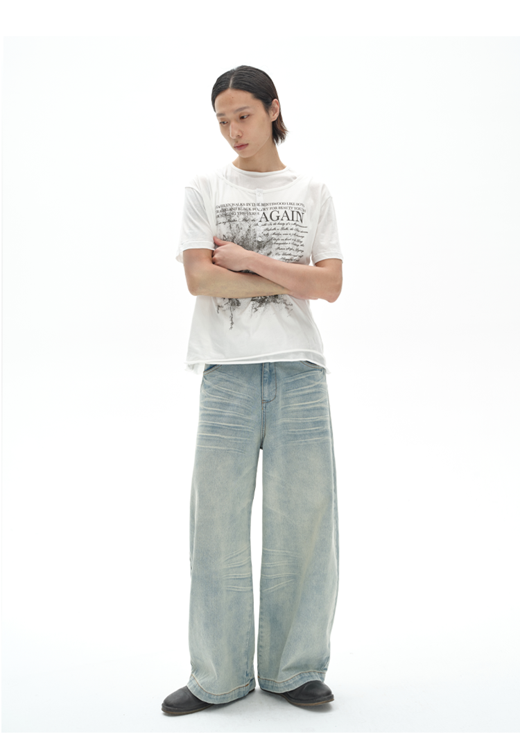 Water Ripple Denim Pants