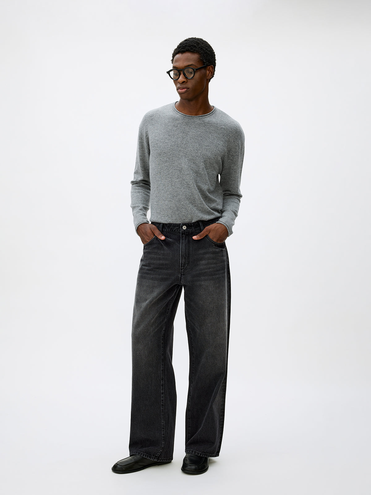 Wash-processed Straight-Leg Jeans