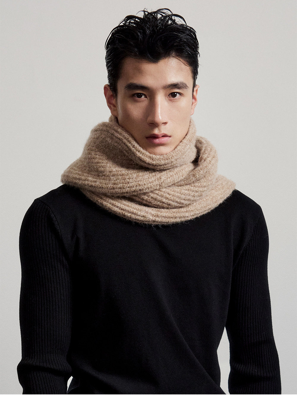 Thick Wool Blend Knit Scarf