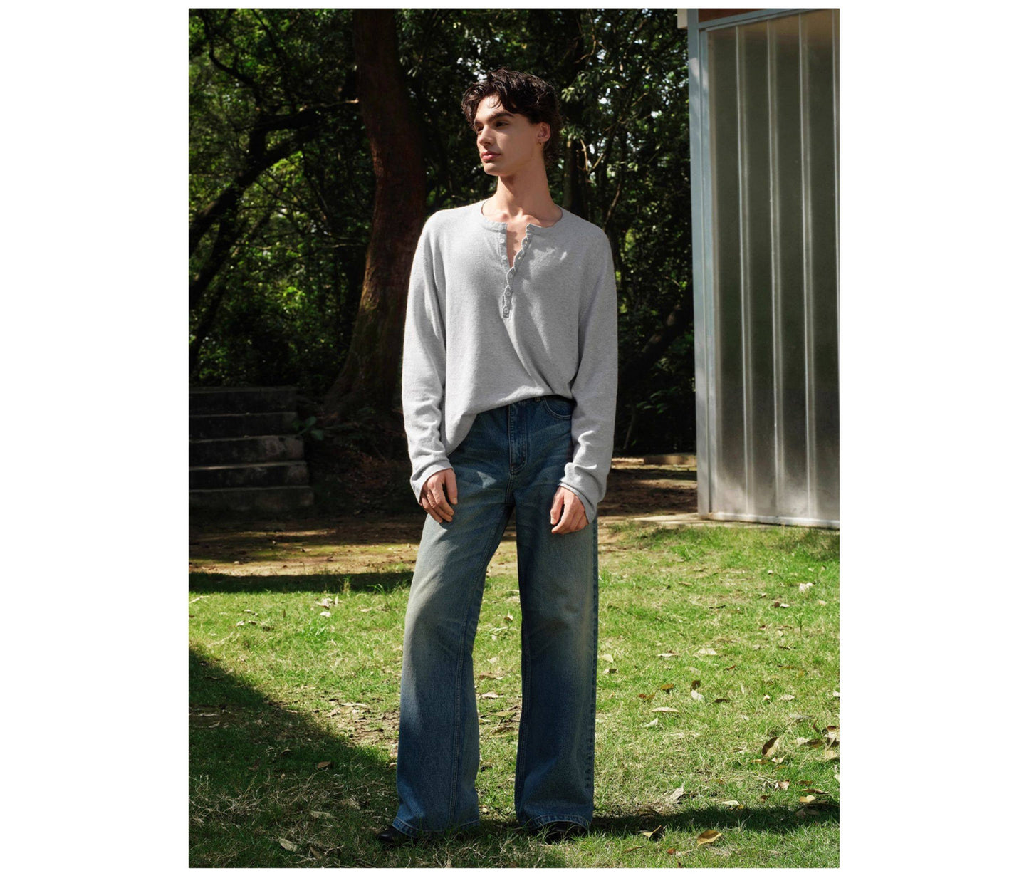 Twist Henley Collar Knit