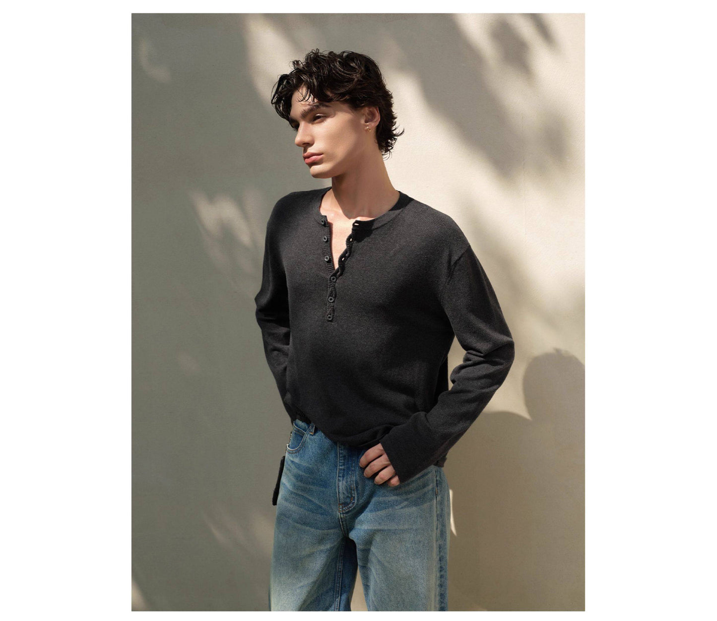 Twist Henley Collar Knit