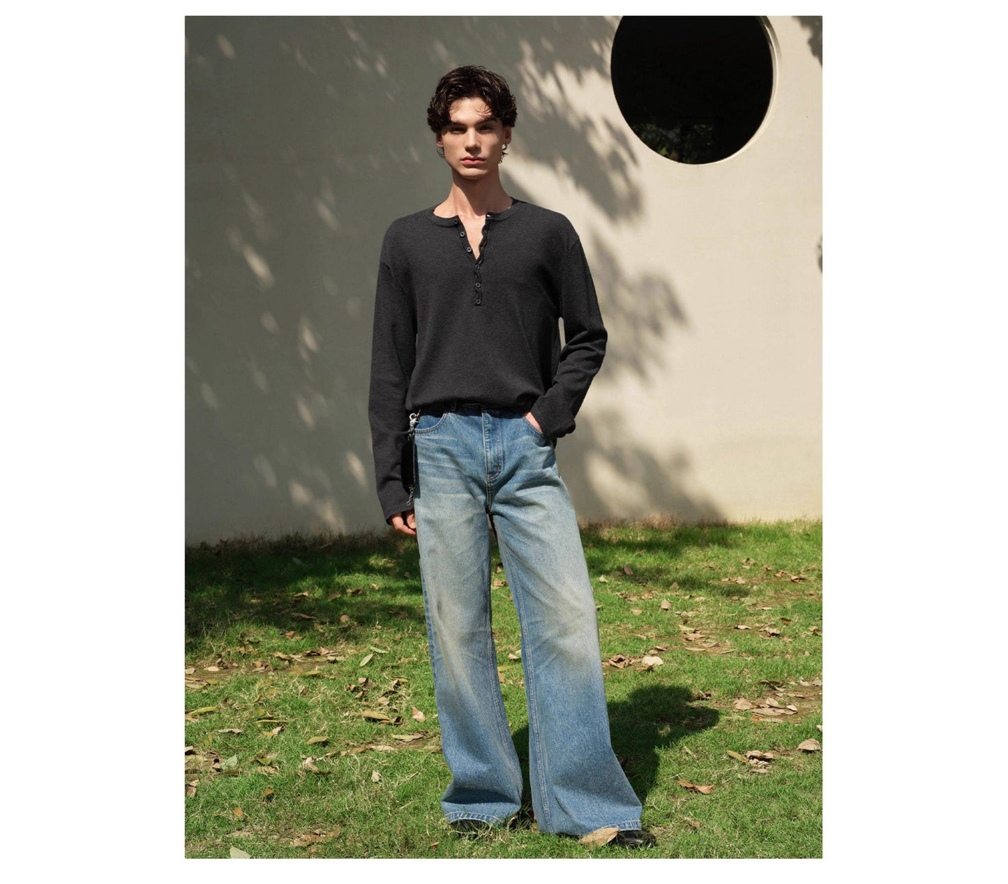 Twist Henley Collar Knit