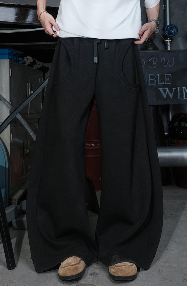 Draped Straight Wide Leg Sweatpants