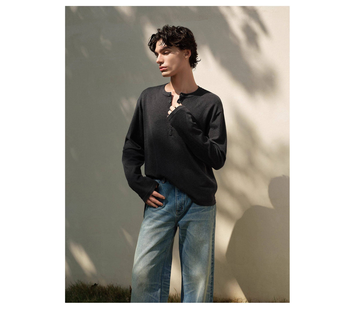 Twist Henley Collar Knit