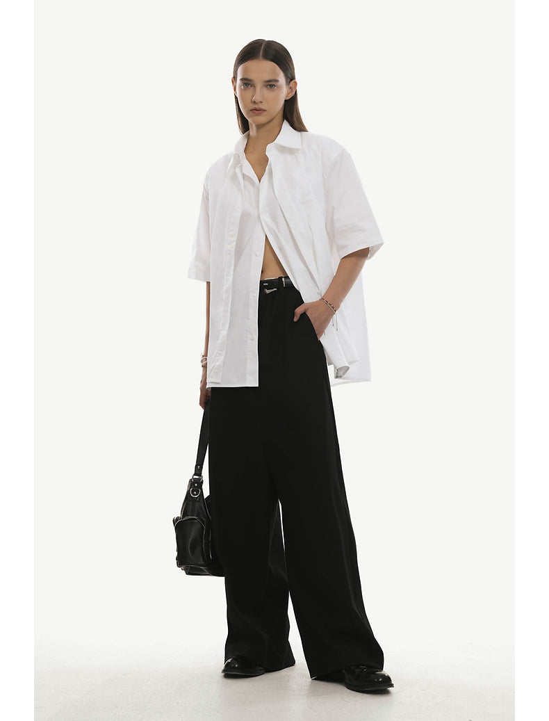 Low-end style silhouette drape pants