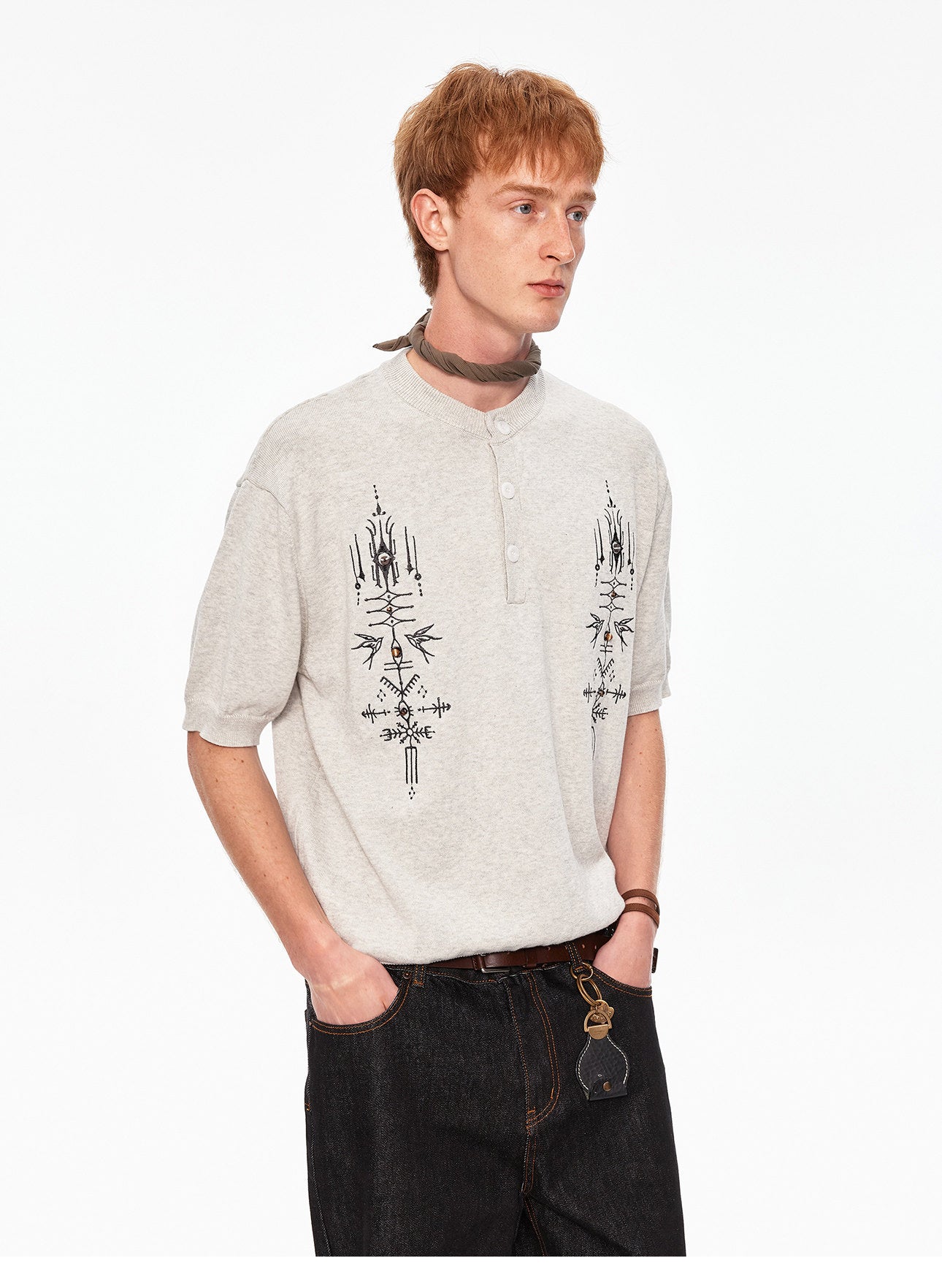 Vintage-Style Henley Sweater