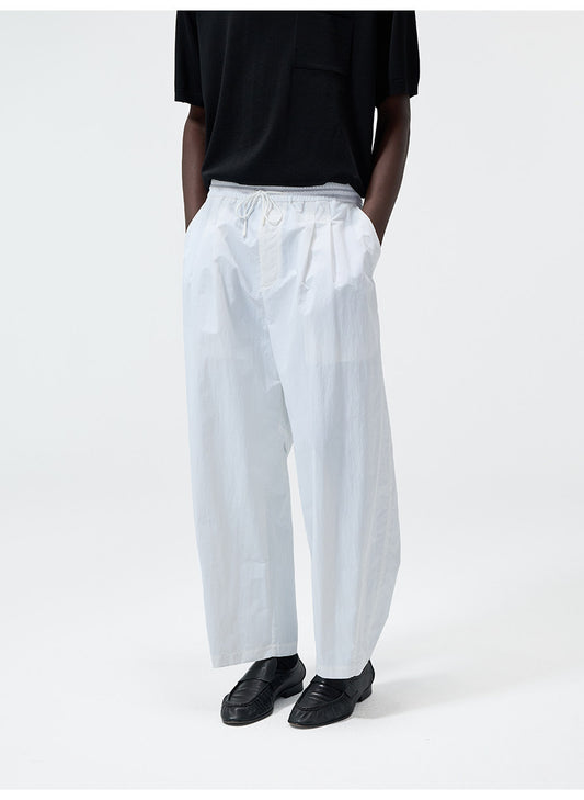 Casual Pants with Elastic Waist and Airy Curved Seams