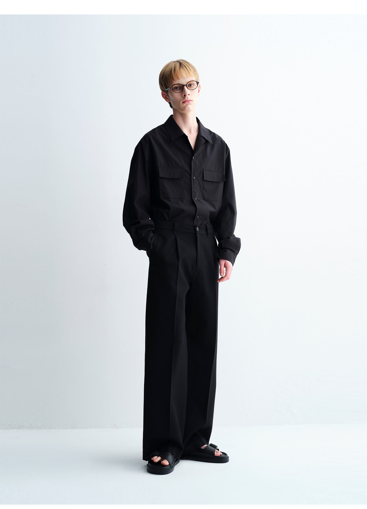 Double-Line Pleated Casual Pants