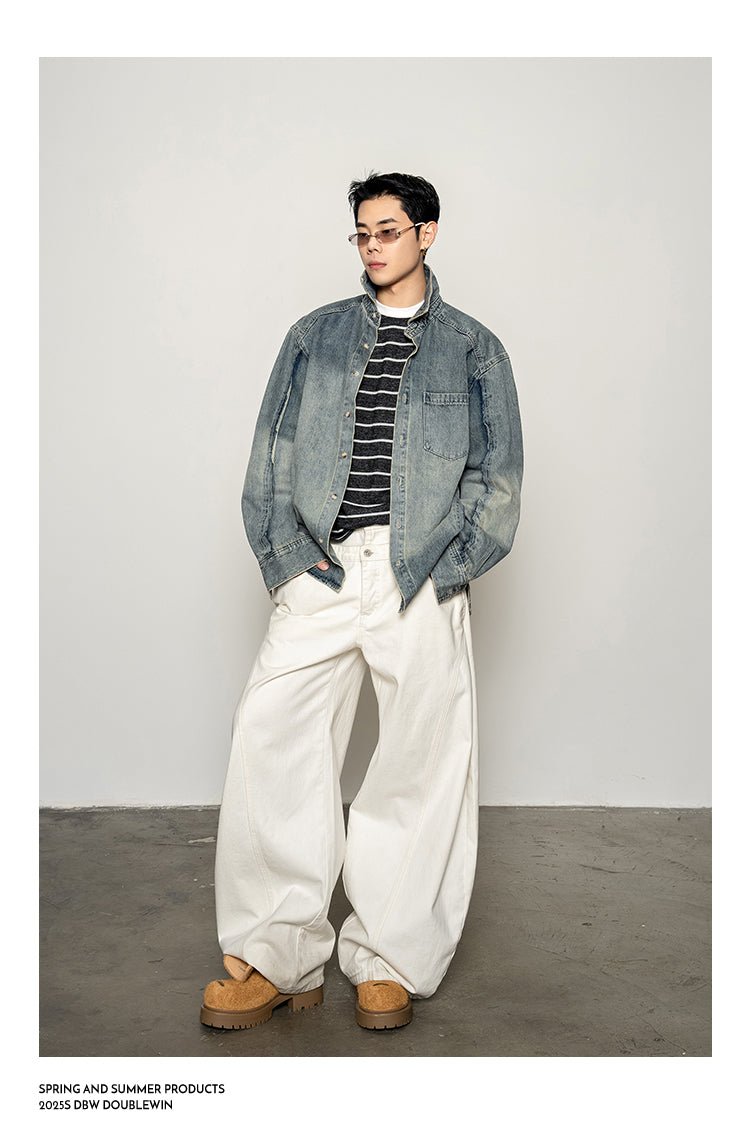 Distressed Wash Denim Shirt