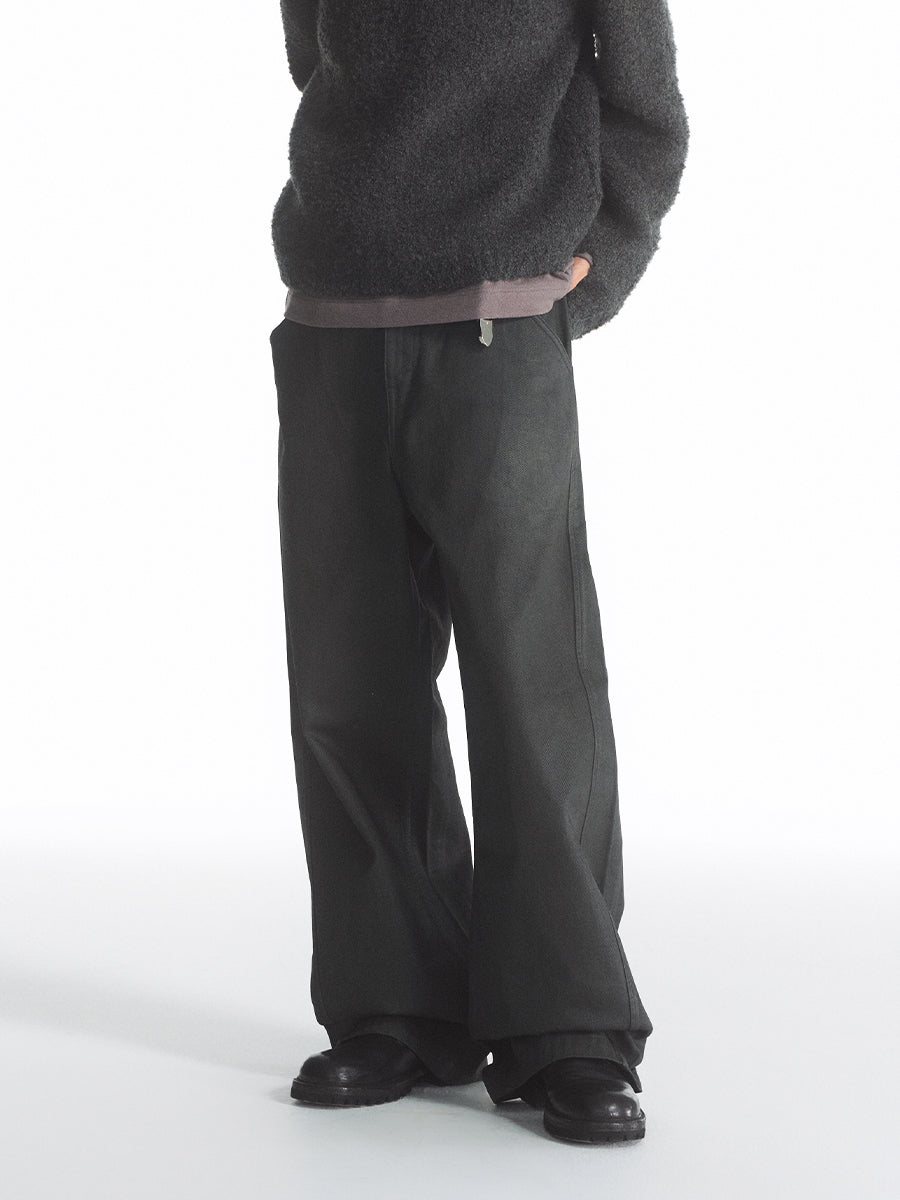 PU coated straight jeans