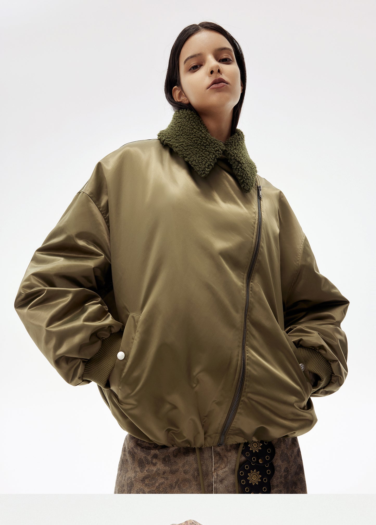 Diagonal Zipper Air Force Jacket