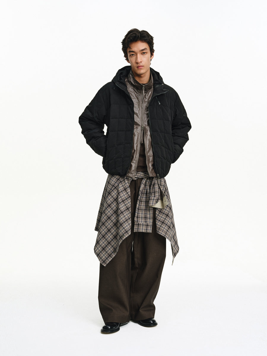 High-collar hooded down jacket