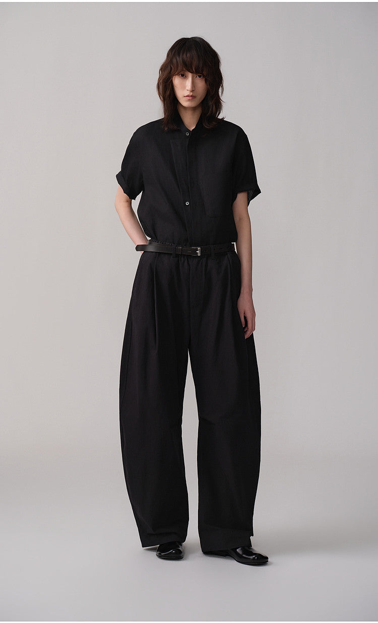Casual Shirt with Stand-Up Collar and Pockets