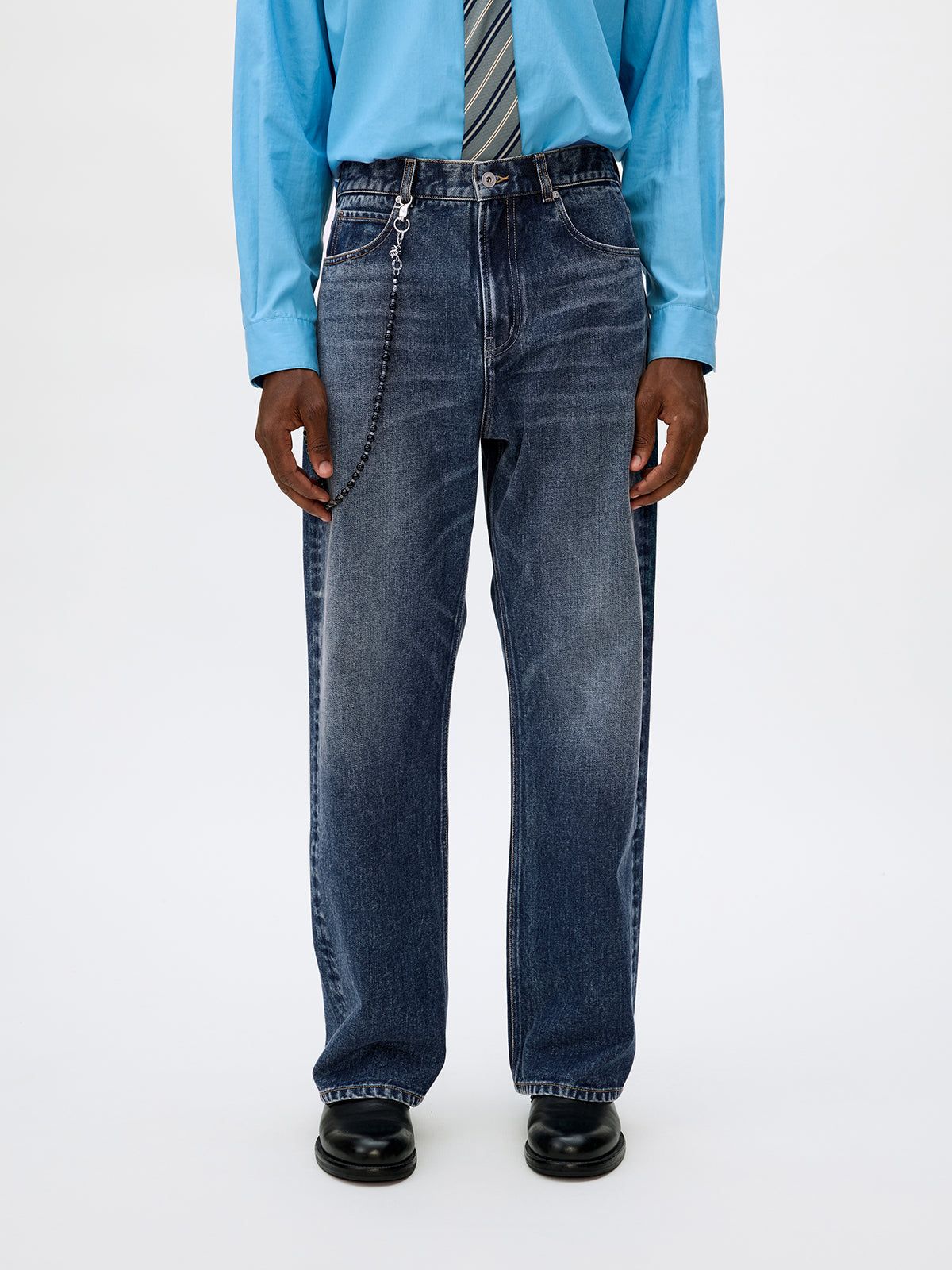 Cotton Twill Straight Leg Jeans