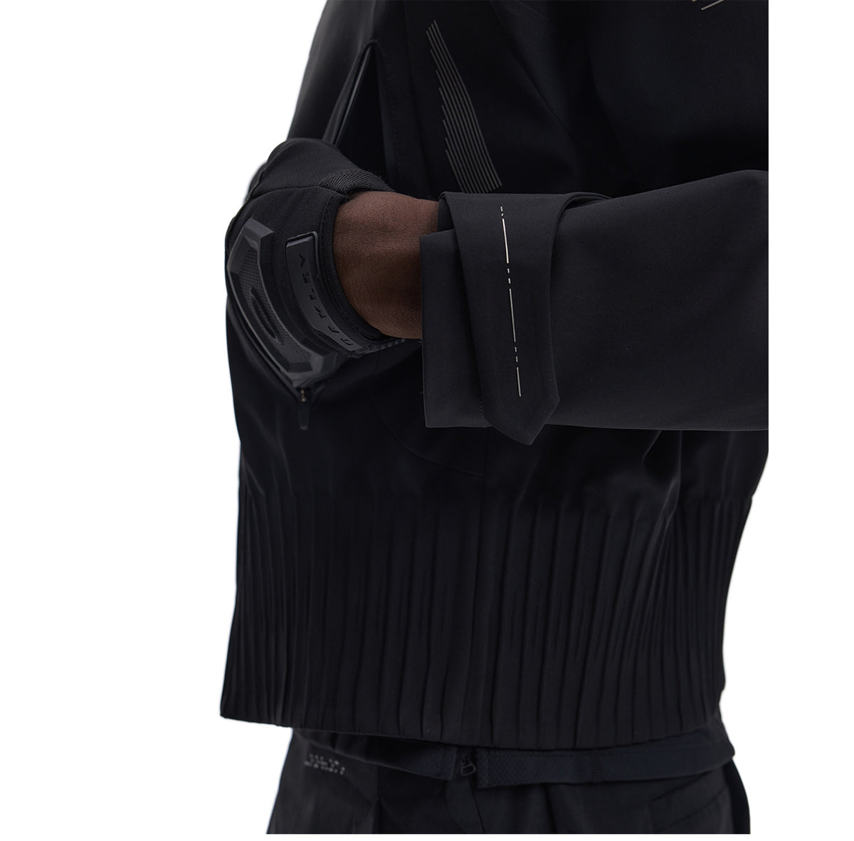 Diagonal-Zip Stand-Collar Poncho Jacket