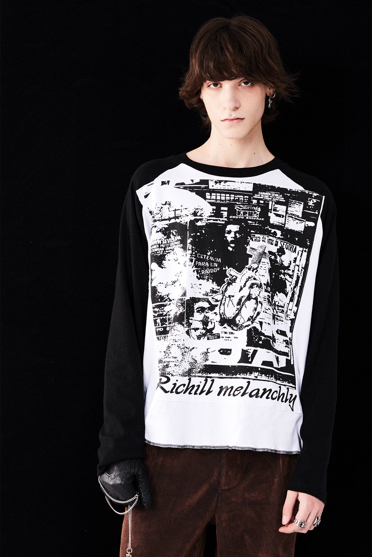 Patch print raglan T-shirt