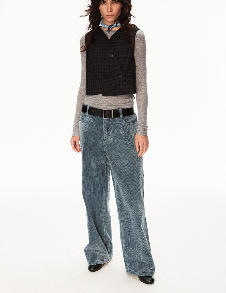 Deconstructed Washed Corduroy Pants