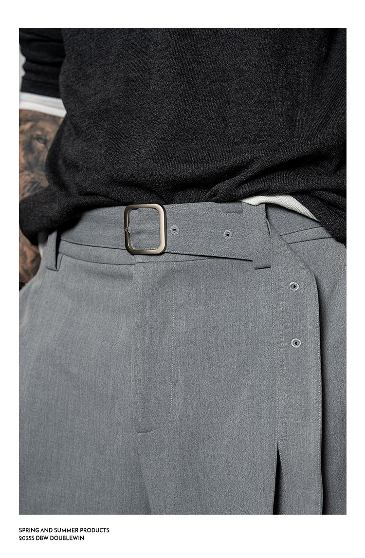 3D Reverse Pleated Wide-Leg Pants